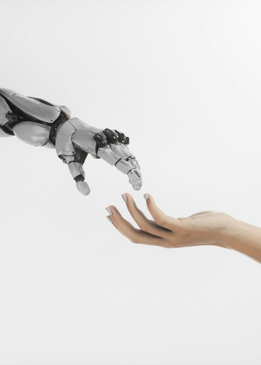 Robot hand reaching for human hand